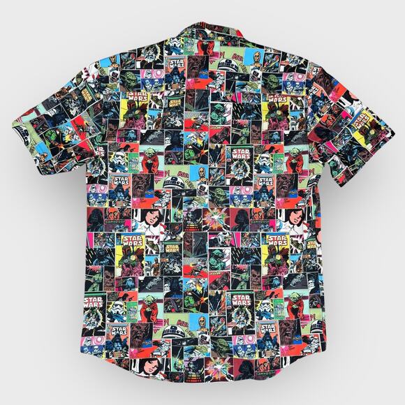 RSVLTS Star Wars L Comic Book Button Up Shirt All Over Print Graphic Sci-Fi Geek - Picture 7 of 7